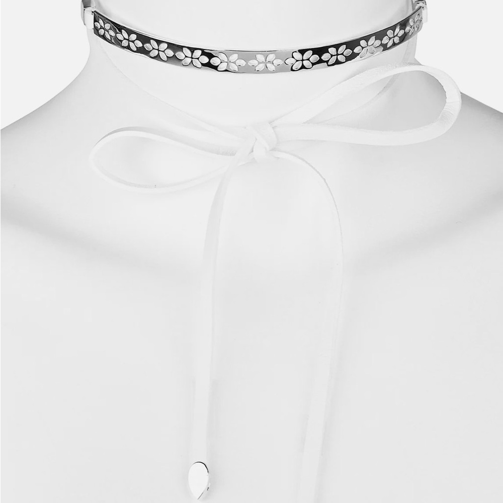 nOir Jewelry Neva Floral Choker Necklace Silver